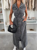 Black Denim Maxi Dress for Women Sleeveless Button Front