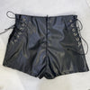 Women’s Black Faux Leather Lace Up Shorts