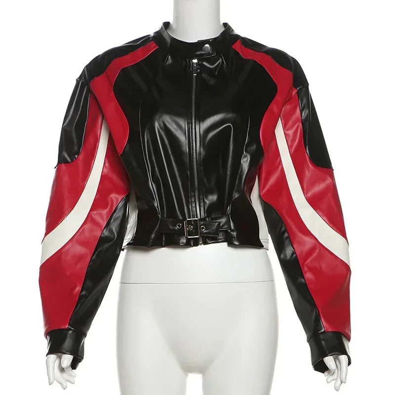 Women’s Cropped Faux Leather Moto Jacket