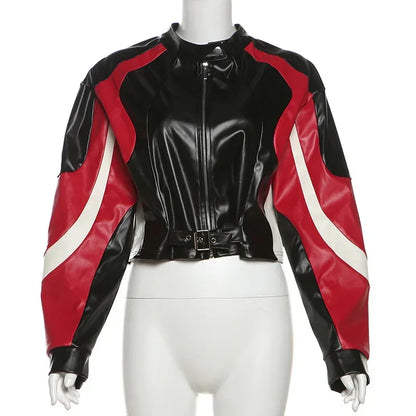 Women’s Cropped Faux Leather Moto Jacket
