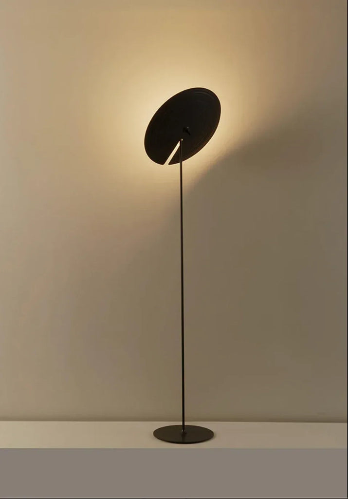 Art Deco Modern Floor Lamp with Angled Disc Shade Black