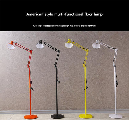 American Adjustable Iron Floor Work Lamp Black Shade