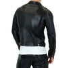 mens black genuine leather jacket slim fit shirt style