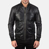 Black Leather Biker Jacket for Men Slim Fit