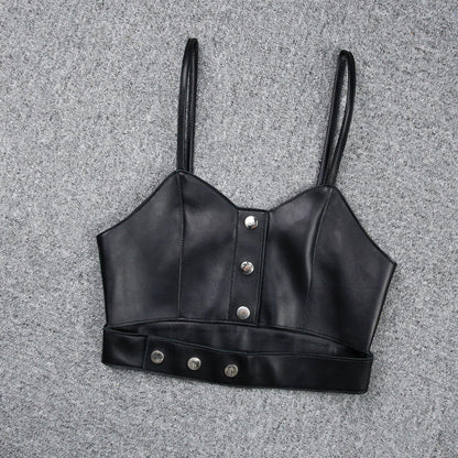Women’s Genuine Leather Cropped Camisole Top 2