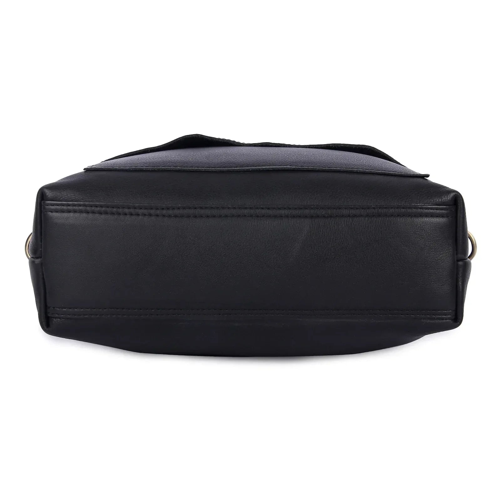 Black leather messenger bag for women | crossbody work bag
