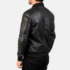 Black Leather Biker Jacket for Men Slim Fit