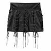 Black faux leather mini skirt with lace-up details