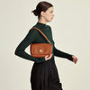 Small Genuine Leather Shoulder Bag with Flap Closure