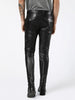 real leather pants men black biker style zipper pocket design
