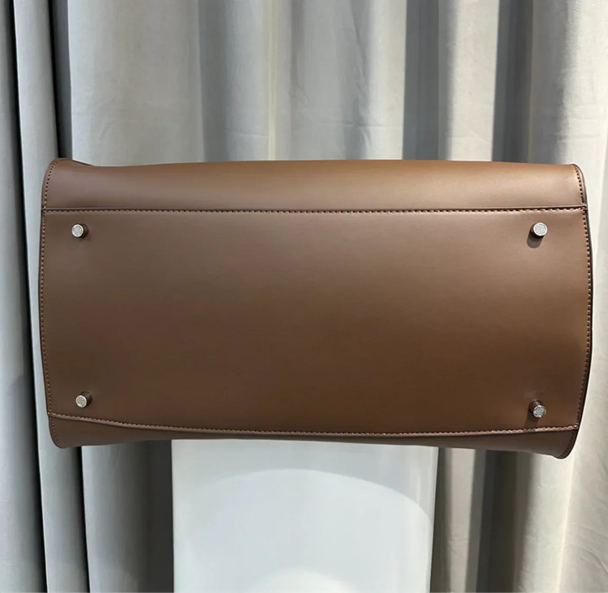 Women's Leather Work Tote Bag with Zip Closure