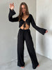White black beach lounge set wide leg pants