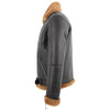 Black Sheepskin Leather Jacket with Brown Faux Fur Collar