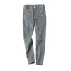 Women's Skinny Sheepskin Leather Pants with Zippers Grey S