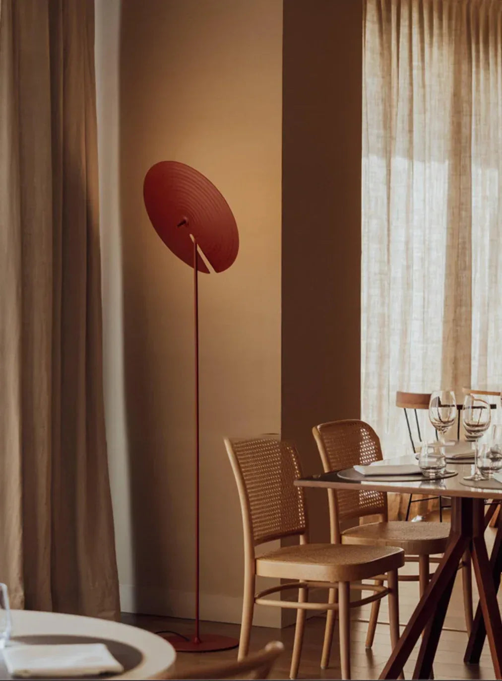 Art Deco Modern Floor Lamp with Angled Disc Shade