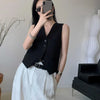 Women Casual Fitted Vest Top V Neck Sleeveless Office Waistcoat