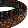 Studded Leather Belt with Skull and Bee Rivets