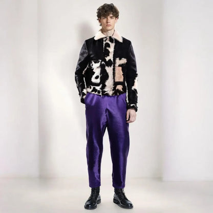 Cow Print Jacket Men Real Hair On Cowhide Western Style