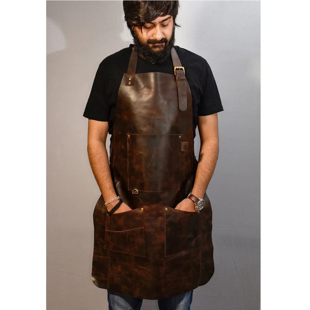 Leather Apron for Men with Adjustable Tool Pockets