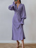 Baby Blue V Neck Long Sleeve Midi Dress