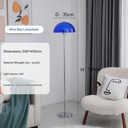 Nordic bauhaus acrylic dome standing floor lamp Blue lampshade floor lamp DC Adapter + 3 Colors Changeable (Warm Neutral White)