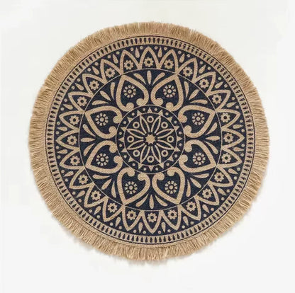 Vintage Round Placemats with Fringe and Mandala Pattern 5