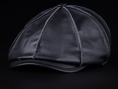 Leather Gatsby cap with brass closure 2 L
