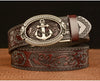 Men Western Anchor Buckle Leather Belt