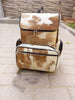 Cowhide Diaper Backpack Brown White