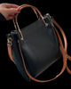 Black and brown leather tote bag genuine shoulder carryall