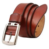 Men’s Cowhide Belt with Rectangular Silver Buckle