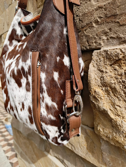 Cowhide backpack purse shoulder bag