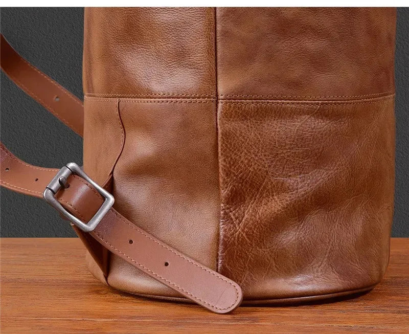 Men’s Vintage Leather Backpack Handmade Brown Cowhide