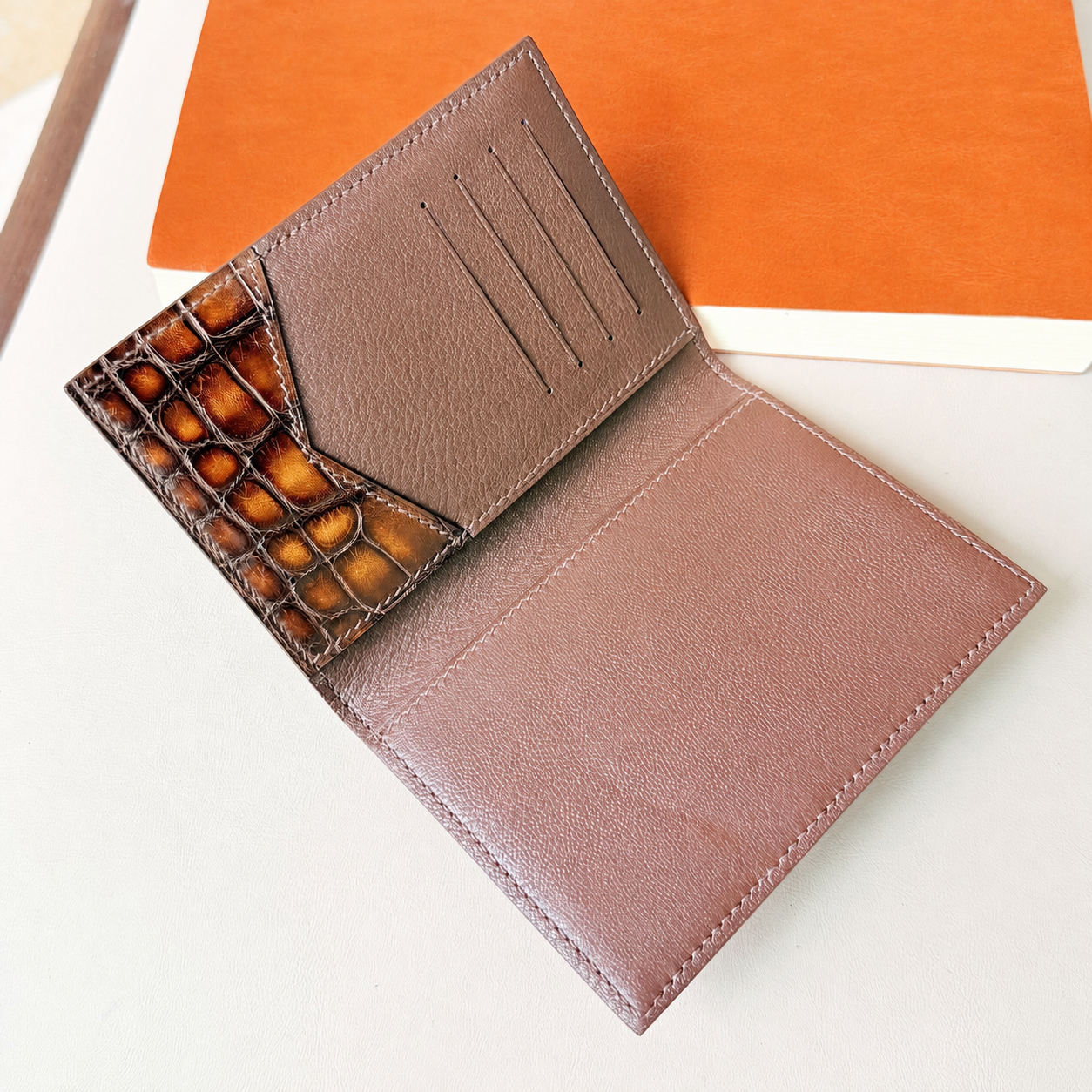 Genuine Crocodile Leather Passport Holder for Men