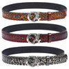 Women's Embossed Leather Belt with Tiger Buckle