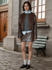 Women's Brown Faux Leather Jacket with Gold Buttons