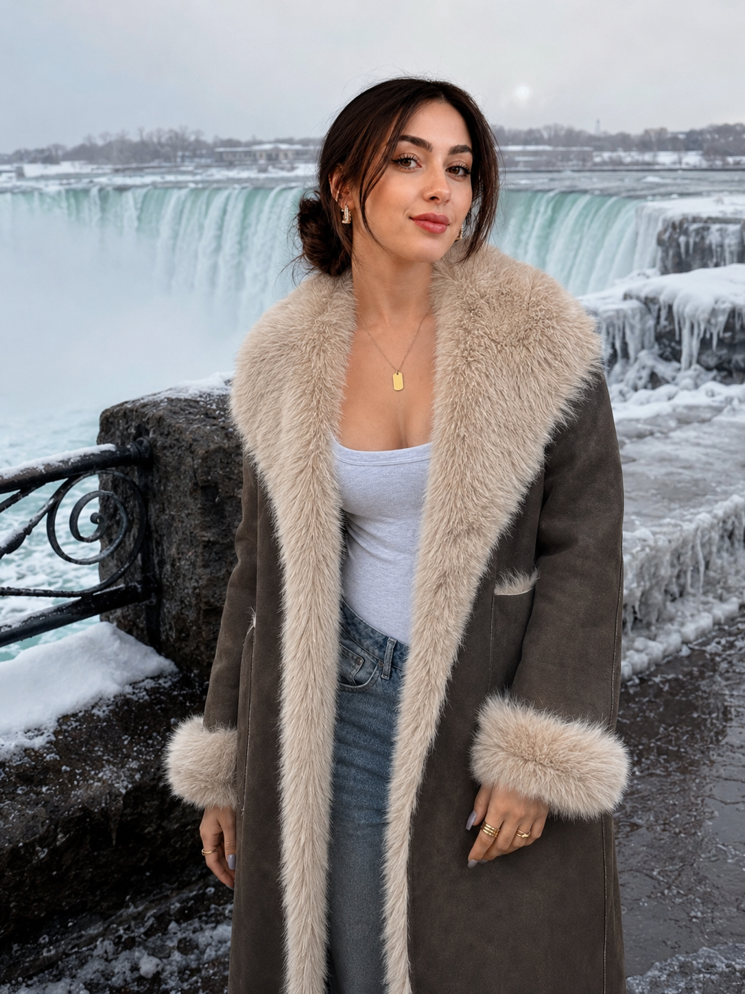 Women’s Reversible Faux Fur Long Winter Coat