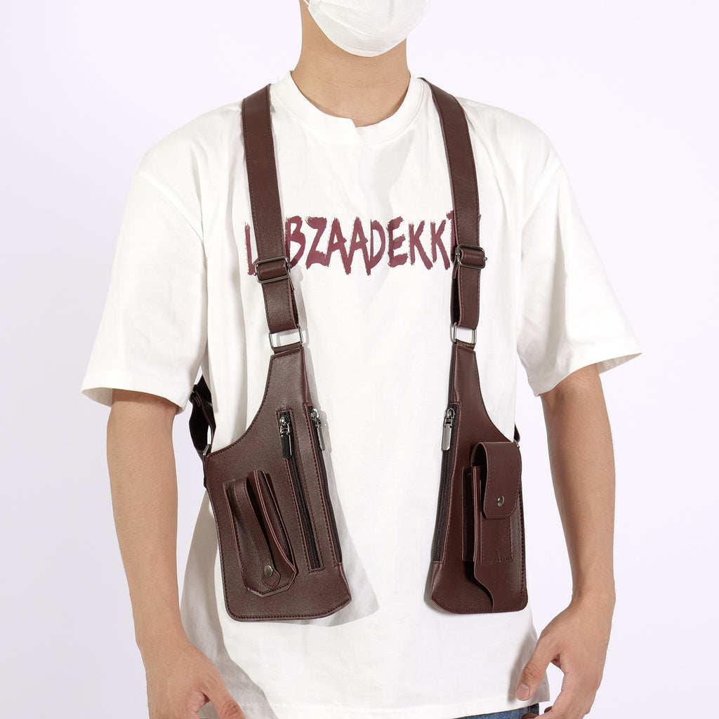 Brown faux leather underarm holster bag