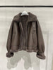 Women's Brown Fur Lined Lambskin Bomber Jacket