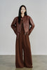 Genuine Leather Zip Up Women Jacket Brown Moto Biker Style