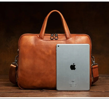 Business Leather Briefcase Men’s Shoulder Laptop Bag