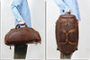 Mens Leather Travel Duffle Bag with Shoe Compartment