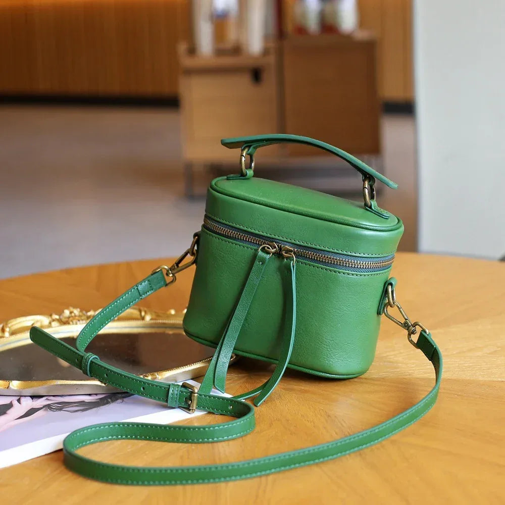 Women’s Leather Box Crossbody Bag with Top Handle