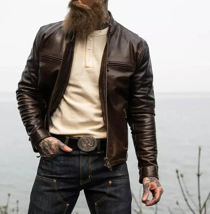 brown sheepskin leather jacket mens real aviator