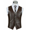 Authentic Men's Brown Leather Vest With Button Front