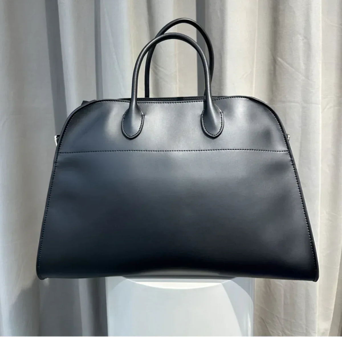 Women's Leather Work Tote Bag with Zip Closure 4