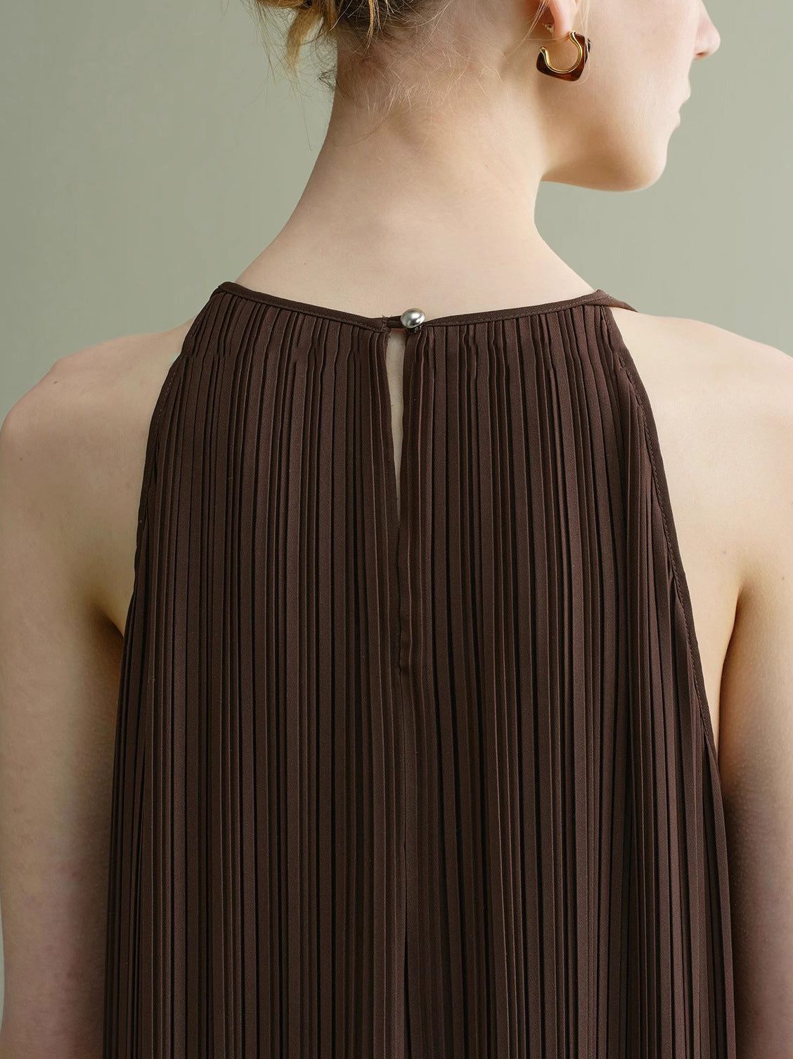 Pleated chiffon halter maxi summer dress