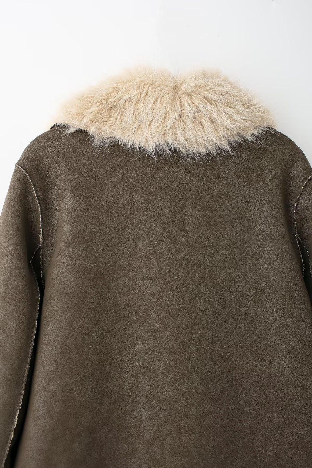 Women’s Reversible Faux Fur Long Winter Coat