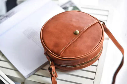 Women’s Round Leather Crossbody Bag