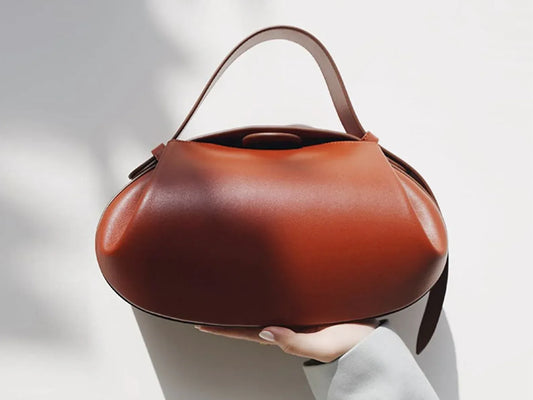 Bag Shoulder Real Leather With Rounded Brown Shape Brown